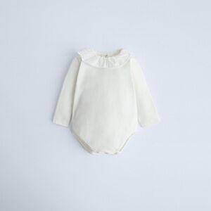 Zara ‘M’ Monogram Ruffle Bodysuit